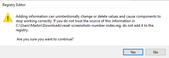 Win10 1903重置屏幕截图计数器的方法教程