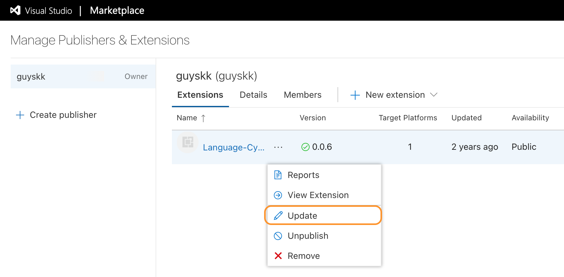 发布扩展到Vscode Marketplace