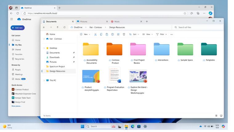 微软Win11文件管理器接入OneDrive，彩色文件夹功能来了！