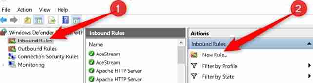 在Windows 10防火墙中打开端口