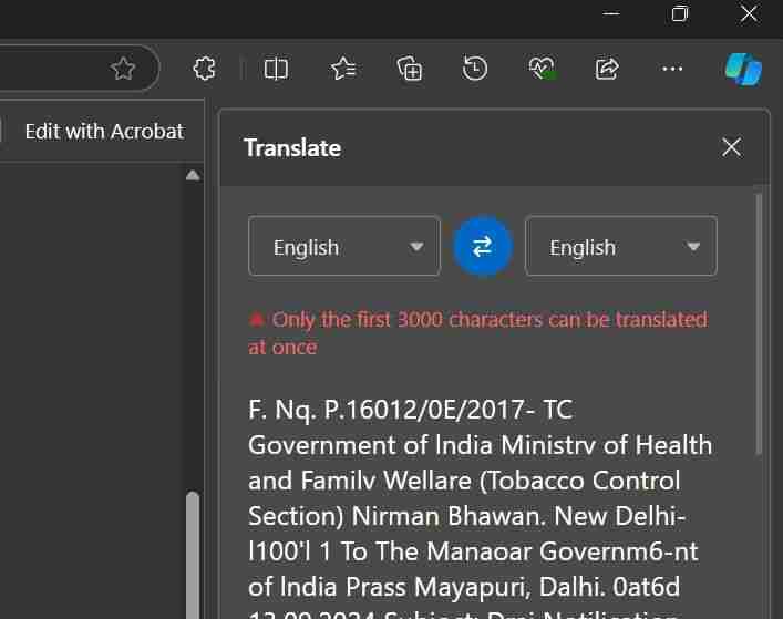 微软 Edge 浏览器 PDF 阅读器将支持全文翻译：突破 3000 字符限