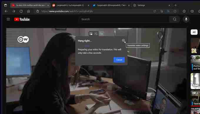 Edge 浏览器 Canary 版测试新特性：视频播放控件新增翻译切换开