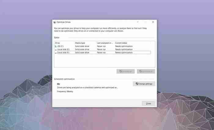 Win10 v2004的磁盘碎片整理工具问题依然存在