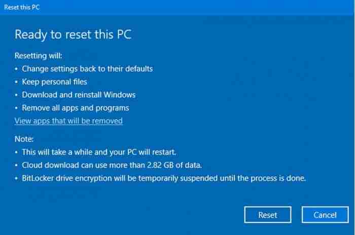 Win10云下载功能:没有U盘一样可以恢复重装