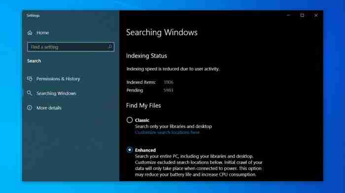 Windows 10 19h1 V1903全盘搜索将更快