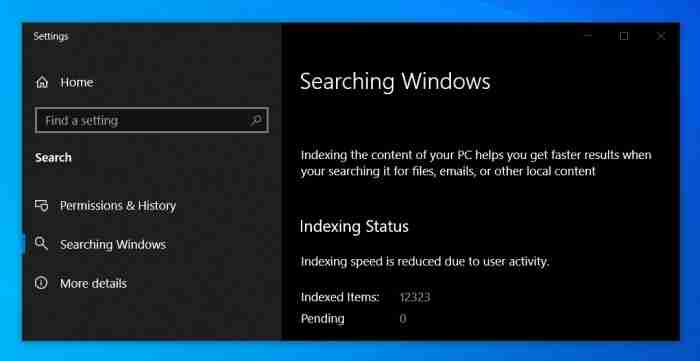 Windows 10 19h1 V1903全盘搜索将更快