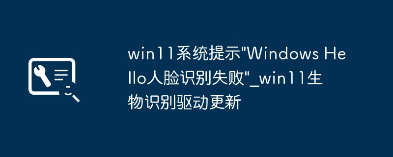 Win11人脸识别失败解决方法