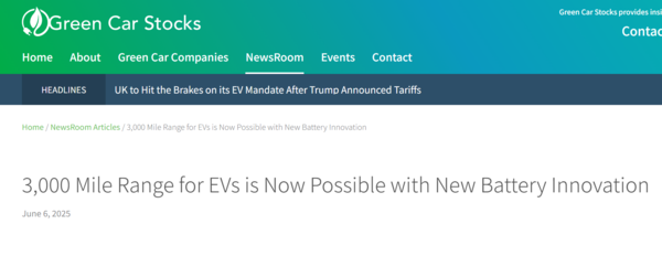 研究称新动力电池让车辆可开4800公里 续航是当前10倍 