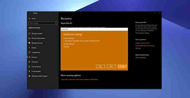 Win10 1903中重置功能如何工作