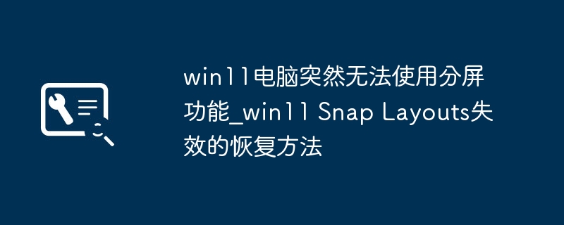 Win11分屏失效怎么恢复？SnapLayouts设置教程