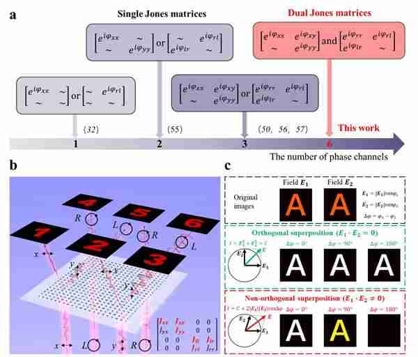 中国科学院:利用单层单原子超表面实现双琼斯矩阵六独立相位通道调制全息显示