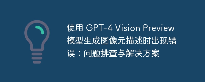 使用 GPT-4 Vision Preview 模型生成图像元描述时出现错误：问题排查与解决方案