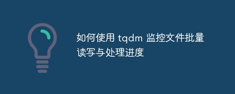 如何使用 tqdm 监控文件批量读写与处理进度