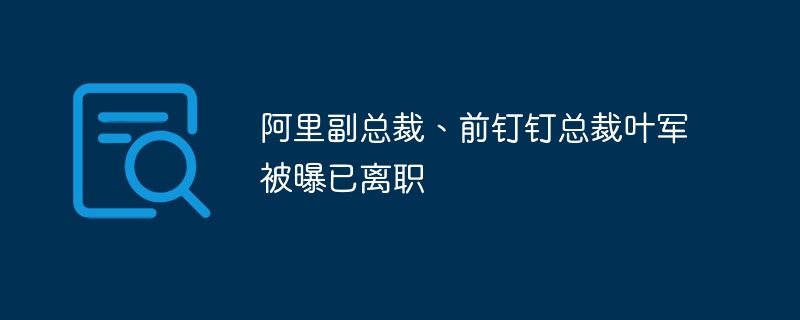 阿里副总裁、前钉钉总裁叶军被曝已离职