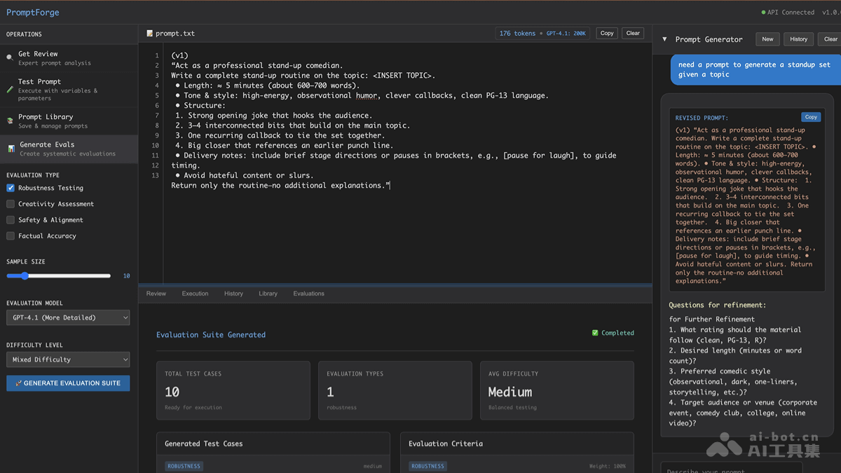 PromptForgeAI提示平台，高效构建优化提示工具