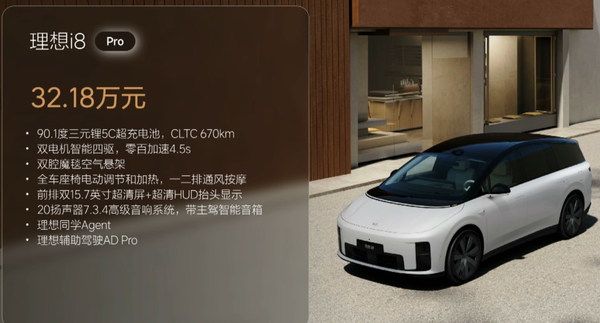 理想i8正式发布 理想首款纯电SUV车型 32.18万元起售