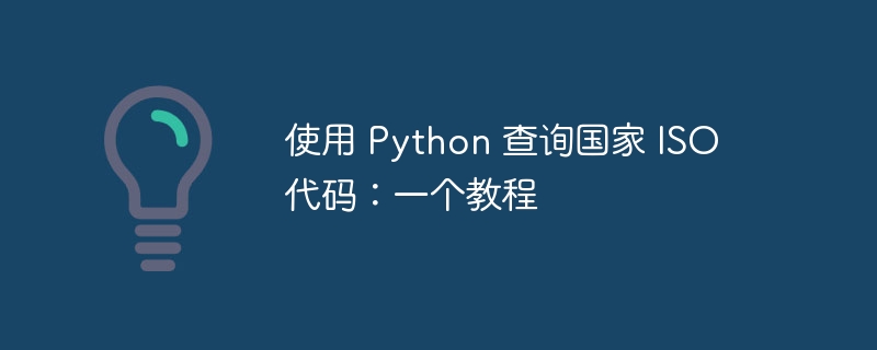 使用 Python 查询国家 ISO 代码：一个教程