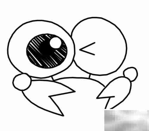 大眼睛螃蟹简笔画
