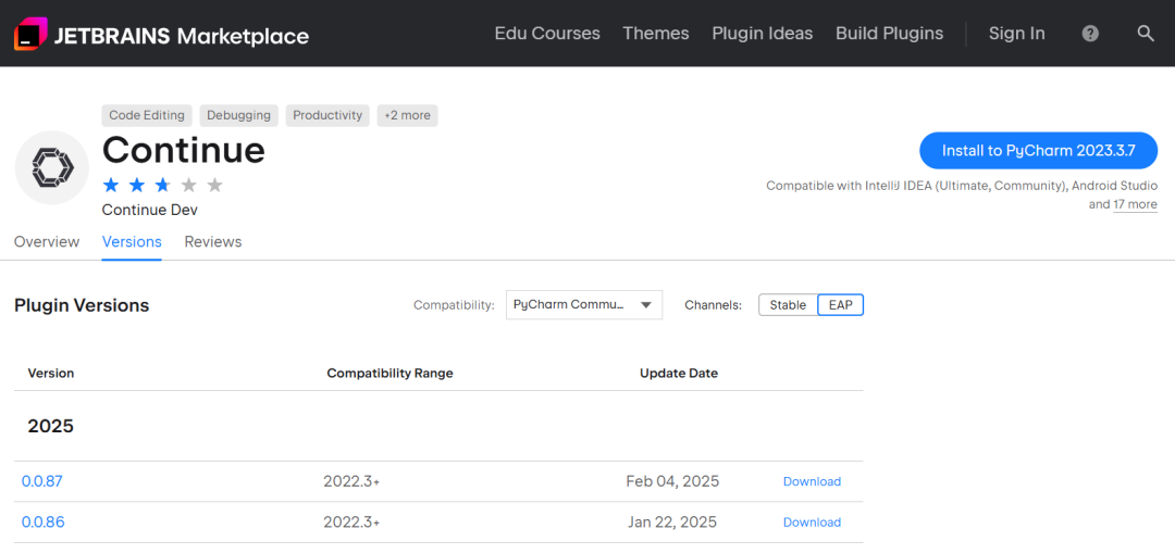 PyCharm安装Continue插件对接Deepseek