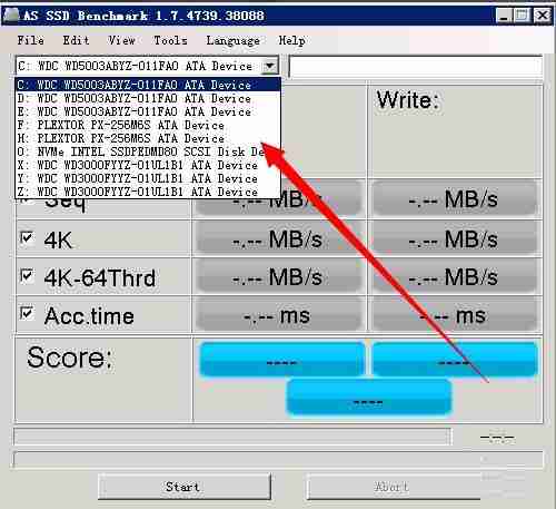 AS SSD Benchmark测试SSD硬盘的方法