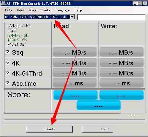 AS SSD Benchmark测试SSD硬盘的方法
