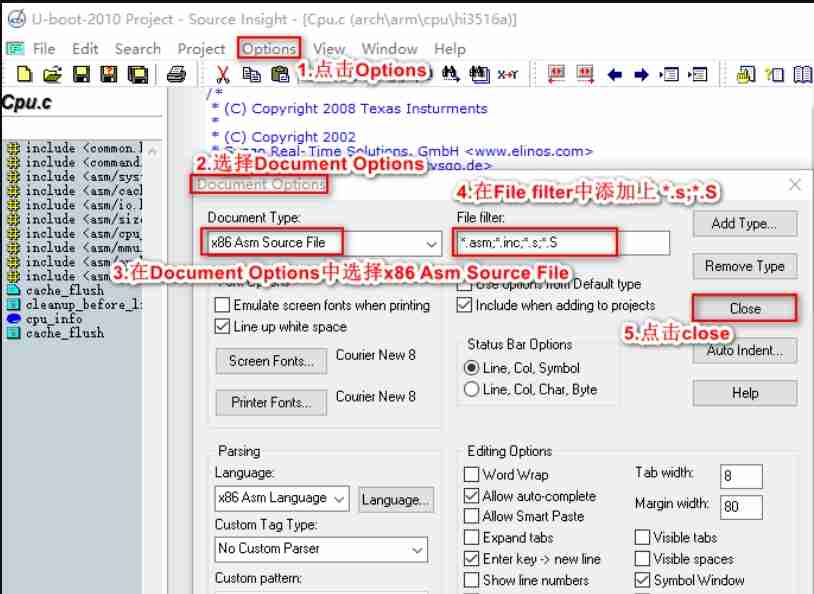 source insight如何支持汇编? source insight汇编的方法