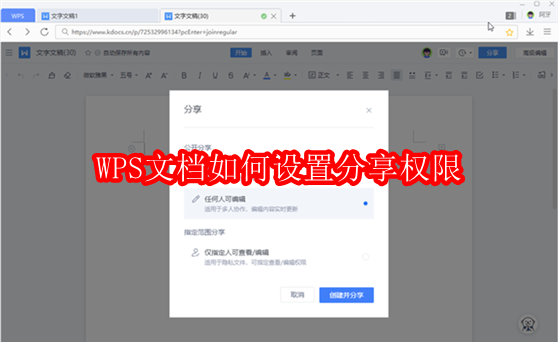 WPS文档如何设置分享权限