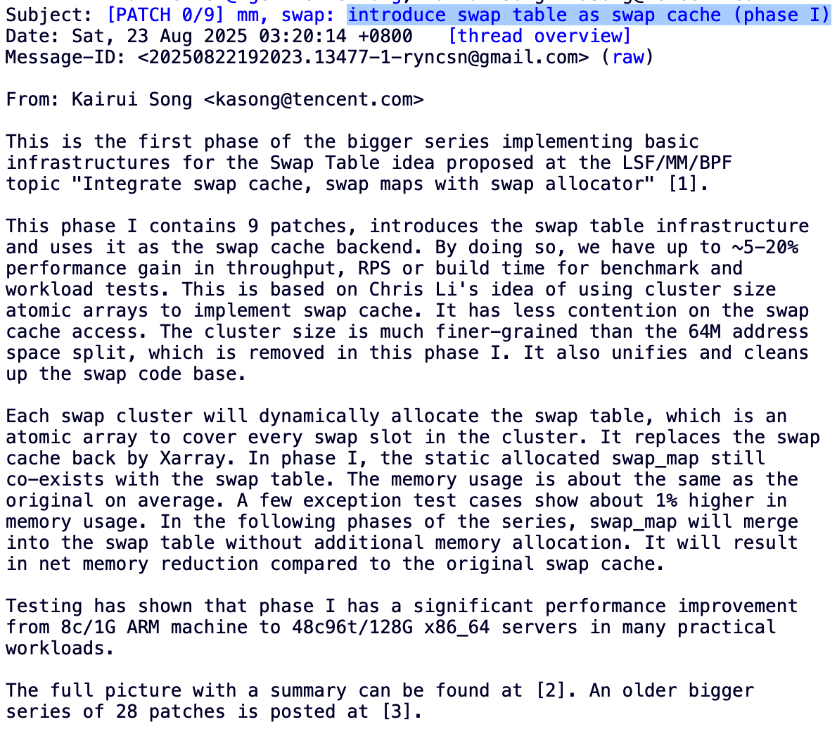 腾讯提交Linux补丁，Swap Table架构引关注