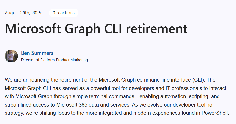 MicrosoftGraphCLI即将停用提醒