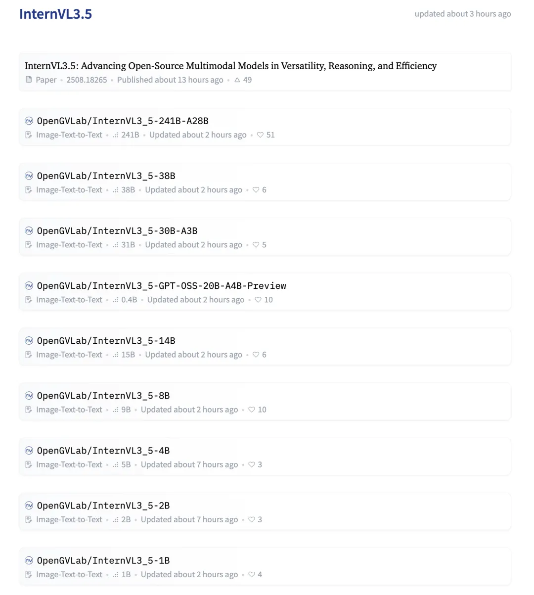 书生发布 InternVL 3.5 最新视觉全系列模型