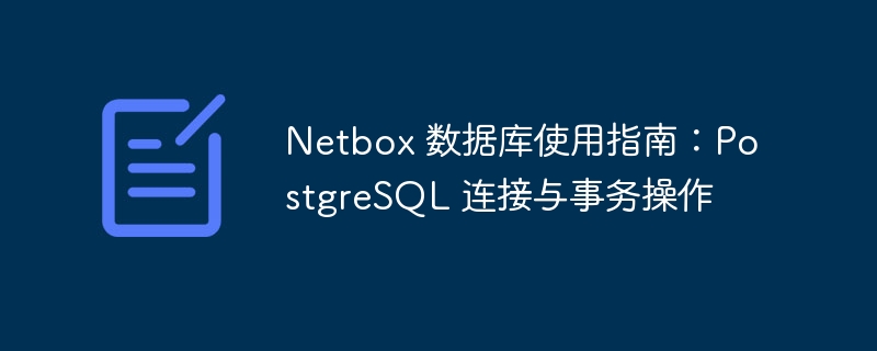 NetboxPostgreSQL连接与事务操作教程