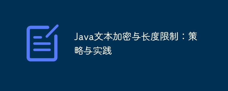 Java文本加密与长度限制：策略与实践
