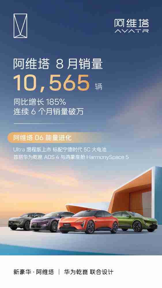 阿维塔07八月销售3337辆 2026款新车标配华为ADS 4