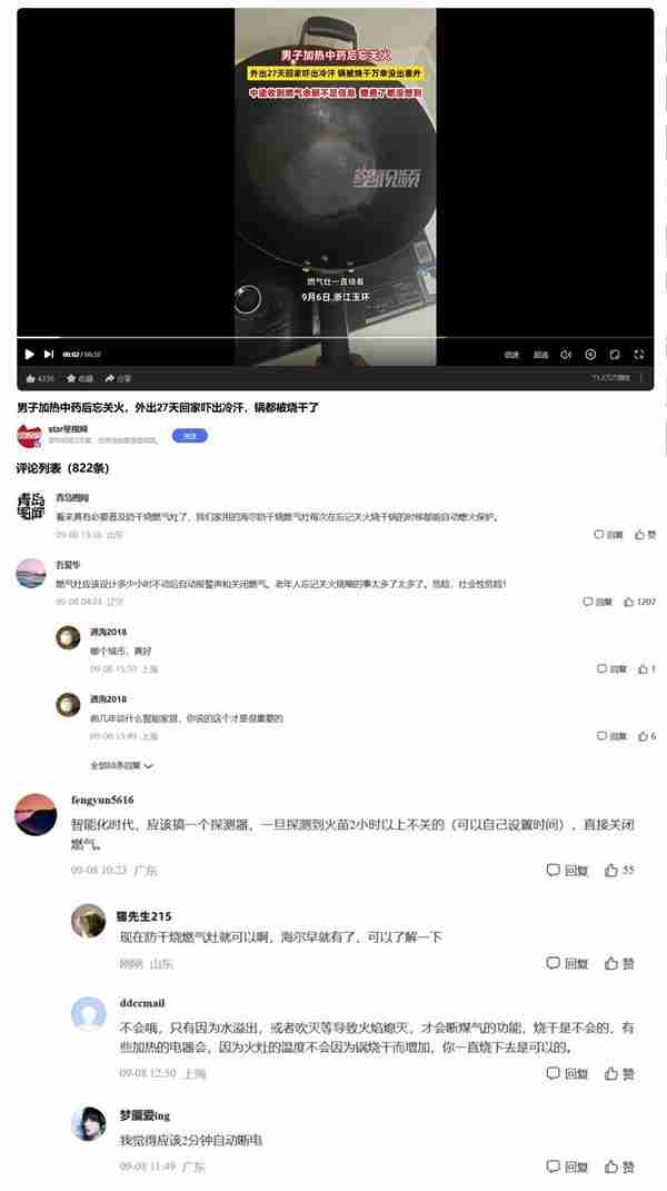 忘关火27天险酿大祸  网友呼吁普及防干烧灶具