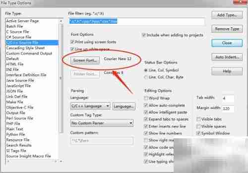 Source Insight字体设置技巧