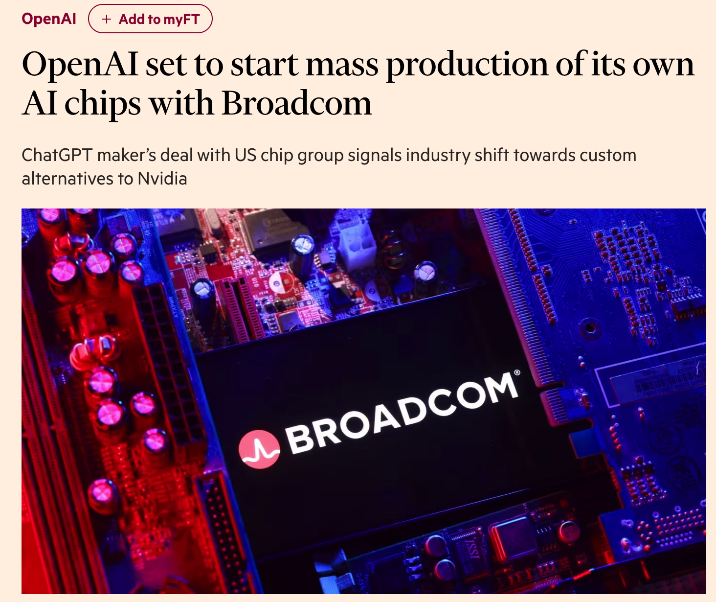 OpenAI联手博通推出自研AI芯片