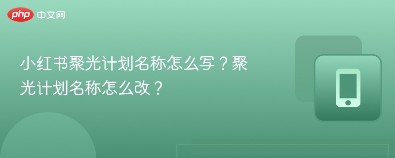 小红书聚光计划名称怎么写？聚光计划名称怎么改？