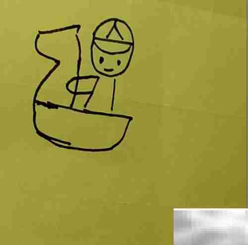 小男孩骑木马简笔画