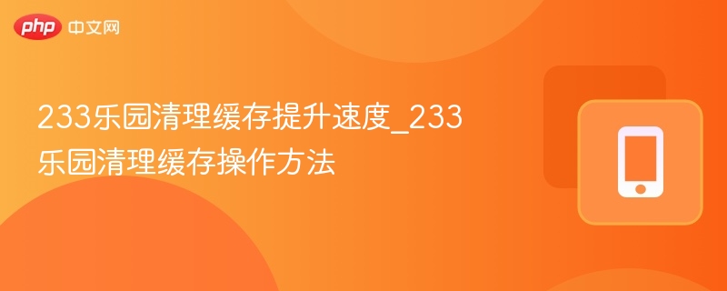 233乐园清理缓存技巧及提速方法