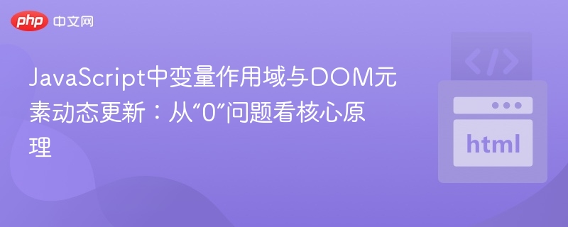 JavaScript中变量作用域与DOM元素动态更新：从“0”问题看核心原理
