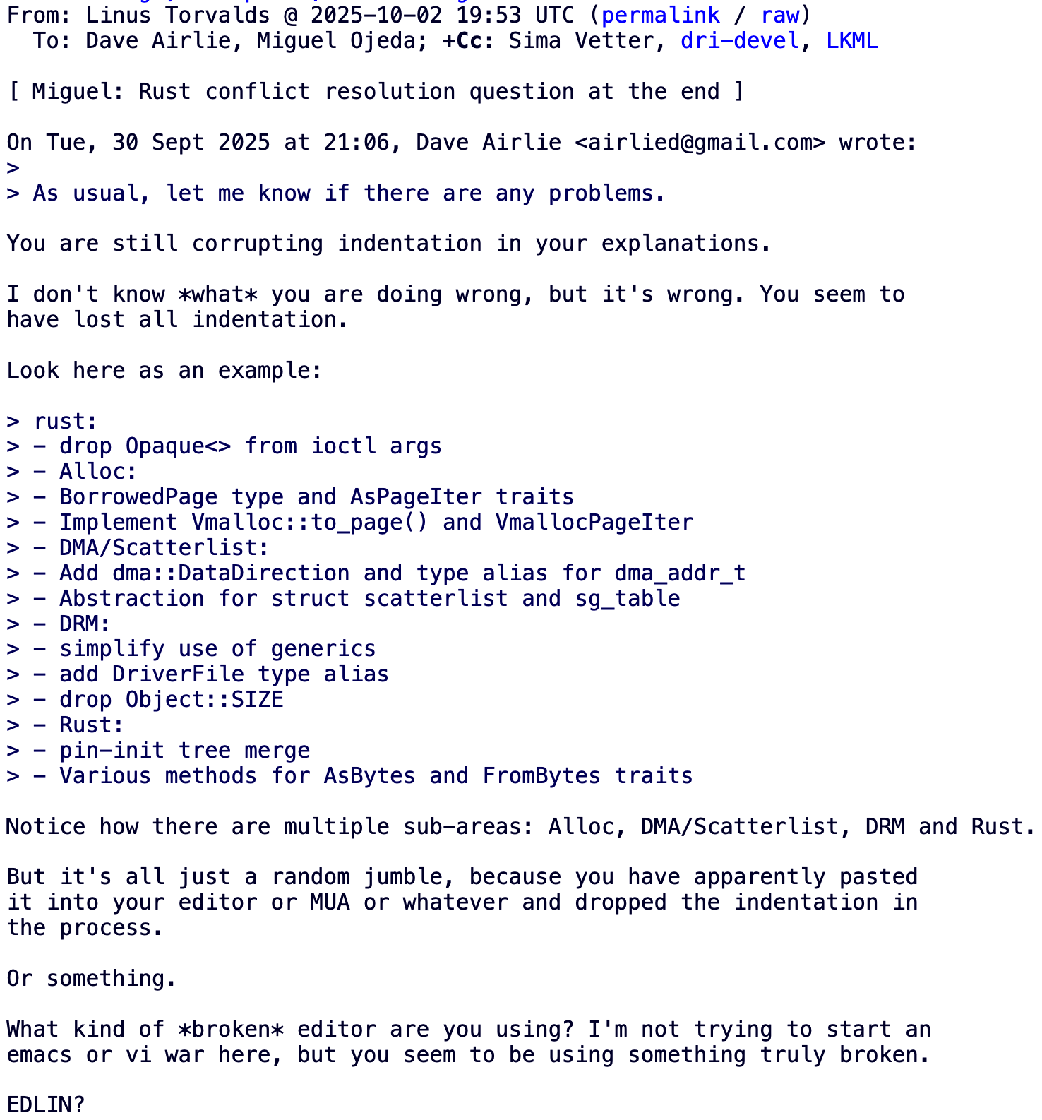 Linus Torvalds 批评 Rust 代码格式化工具:称其“完全疯狂”