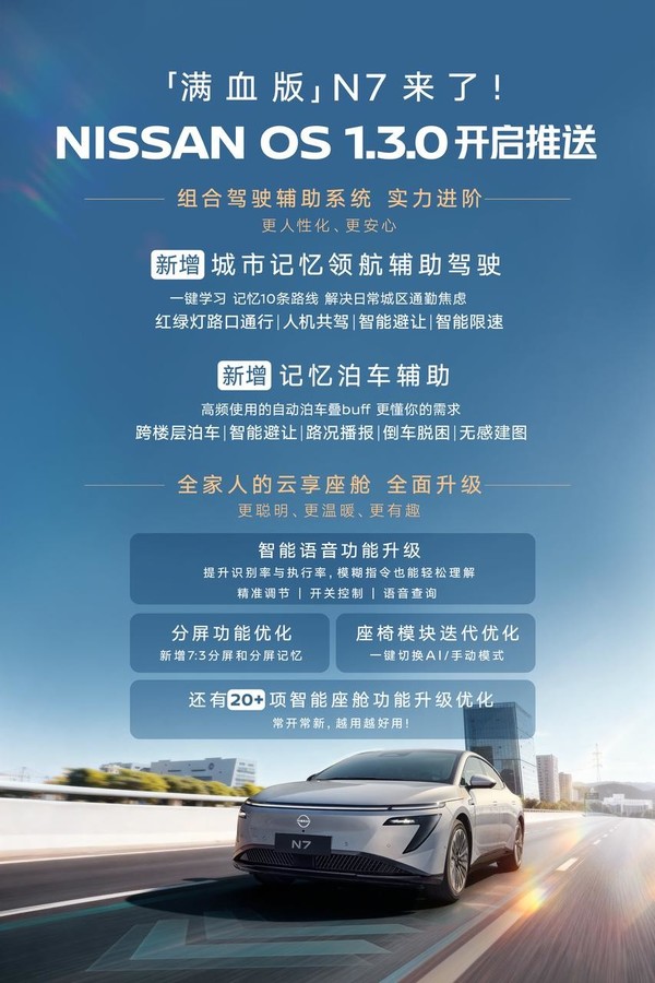 东风日产N7满血版上线，OS1.3.0更新来袭