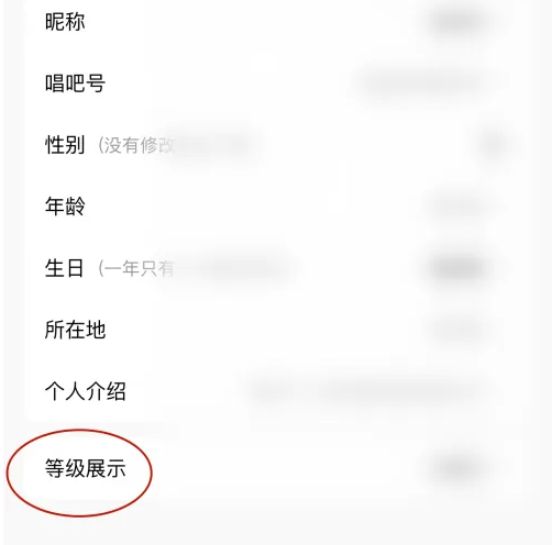 《唱吧》等级展示查看位置