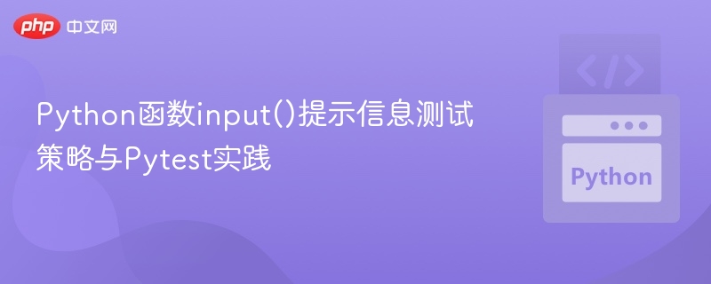 Python函数input()提示信息测试策略与Pytest实践