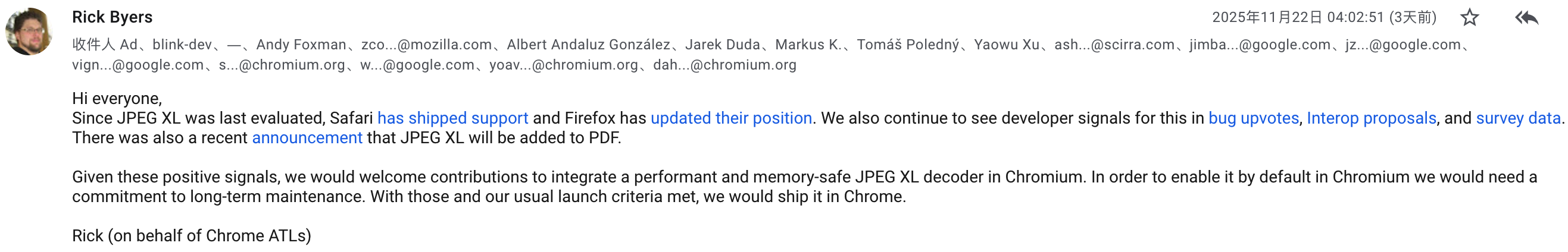 谷歌计划在 Chrome/Chromium 中重新支持 JPEG-XL 图片格式