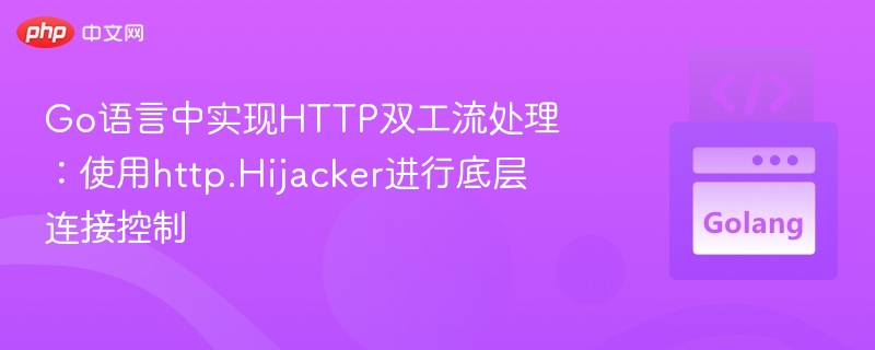 Go语言中实现HTTP双工流处理:使用http.Hijacker进行底层连接控制