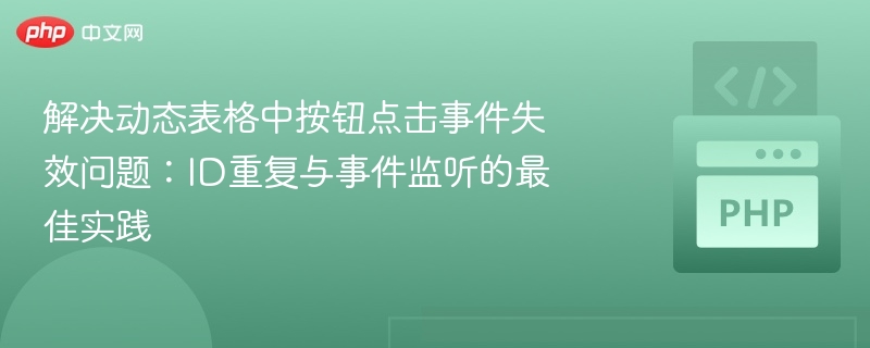 解决动态表格中按钮点击事件失效问题:ID重复与事件监听的最佳实践