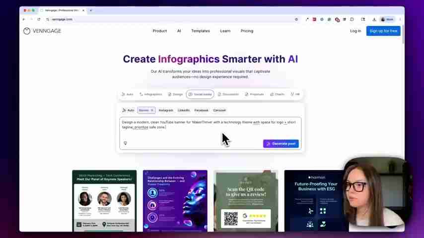AI驱动YouTube横幅设计：Venngage快速指南