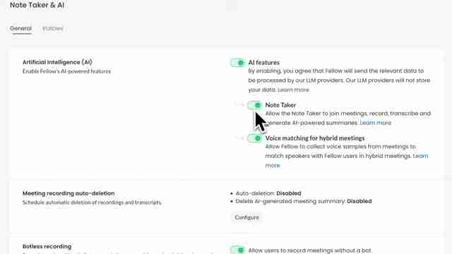 Fellow AI笔记工具高级设置:自定义工作流程和数据安全
