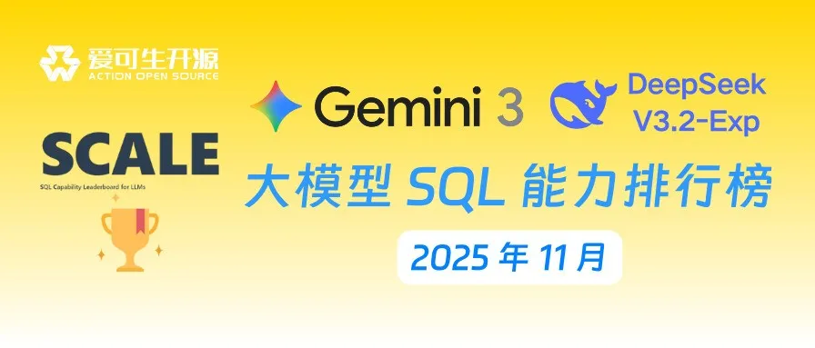 SCALE | 2025 年 11 月《大模型 SQL 能力排行榜》发布